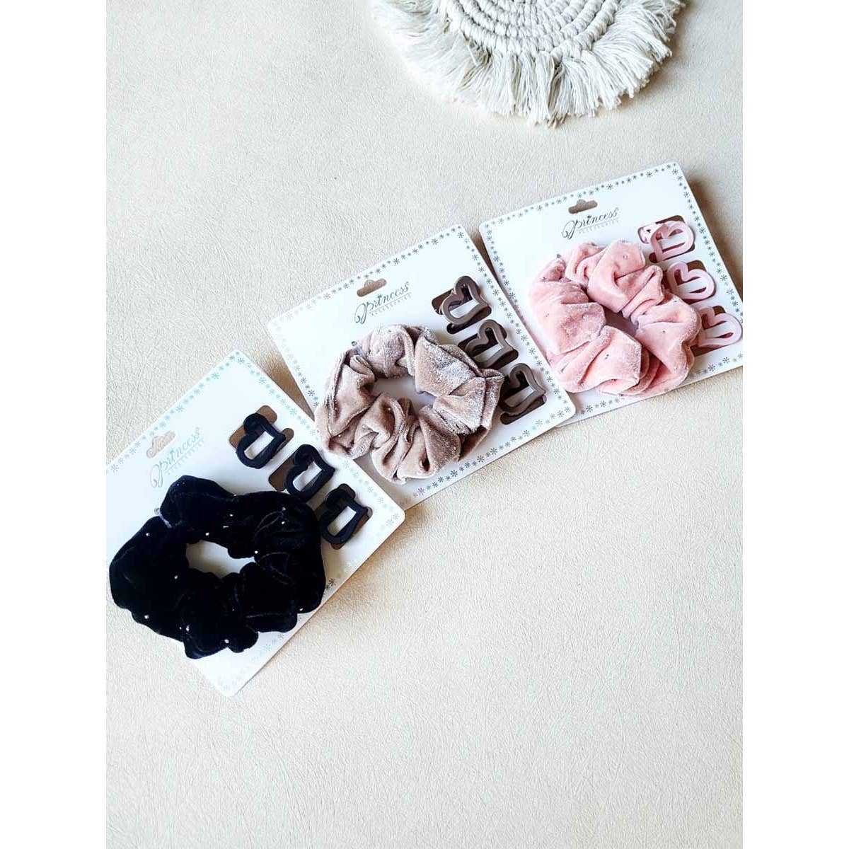 Heart Shape Hair Claw and Velvet Hair Tie Set