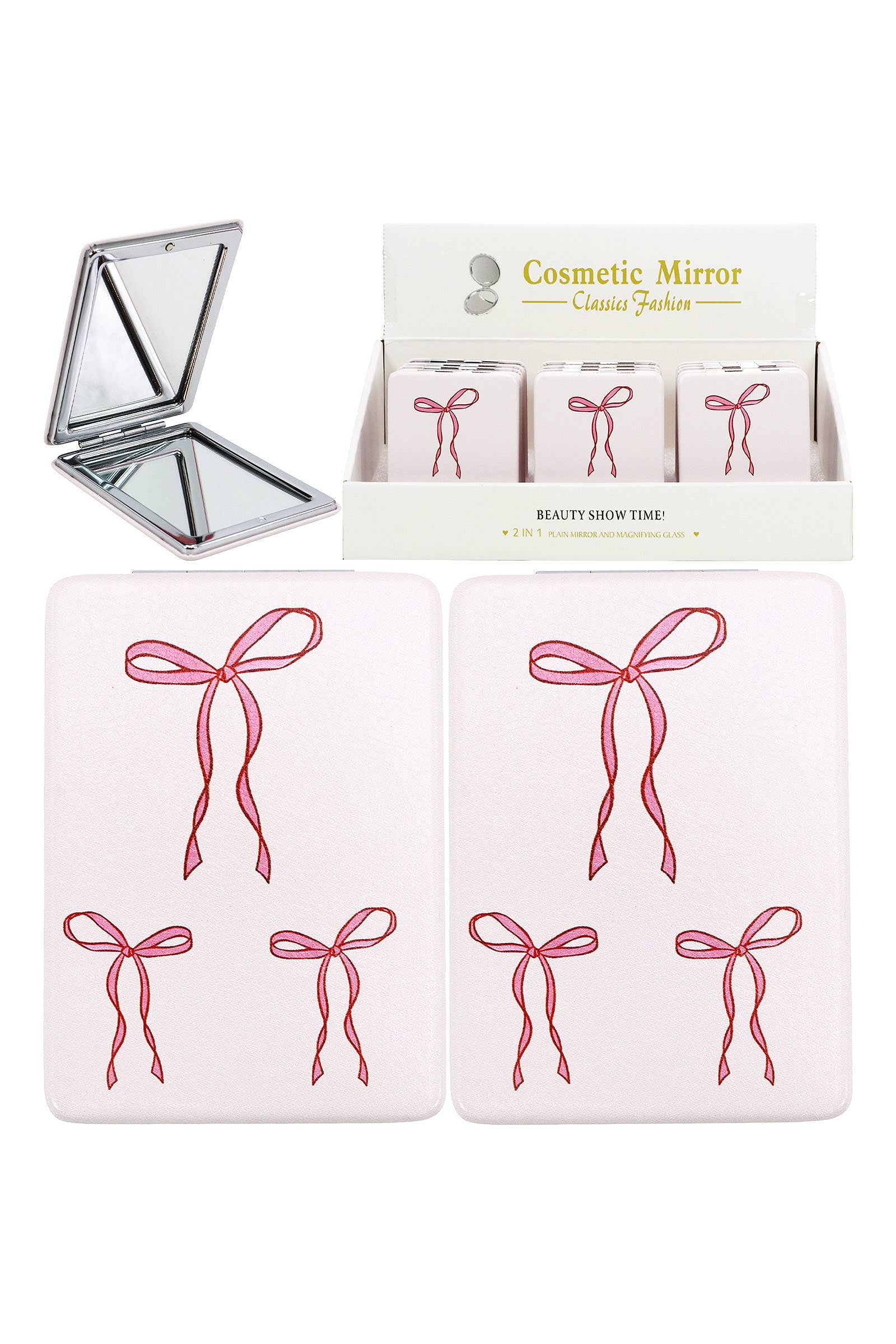 Coquette Pink Ribbon Compact Mirror
