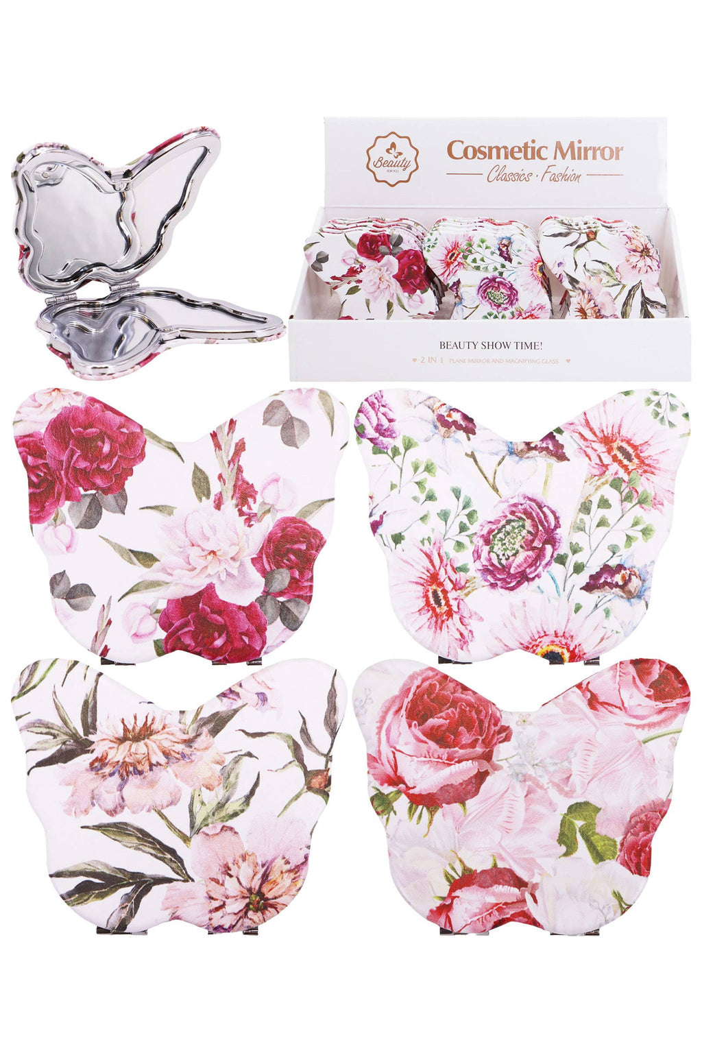 Garden Flower Butterfly Compact Mirror