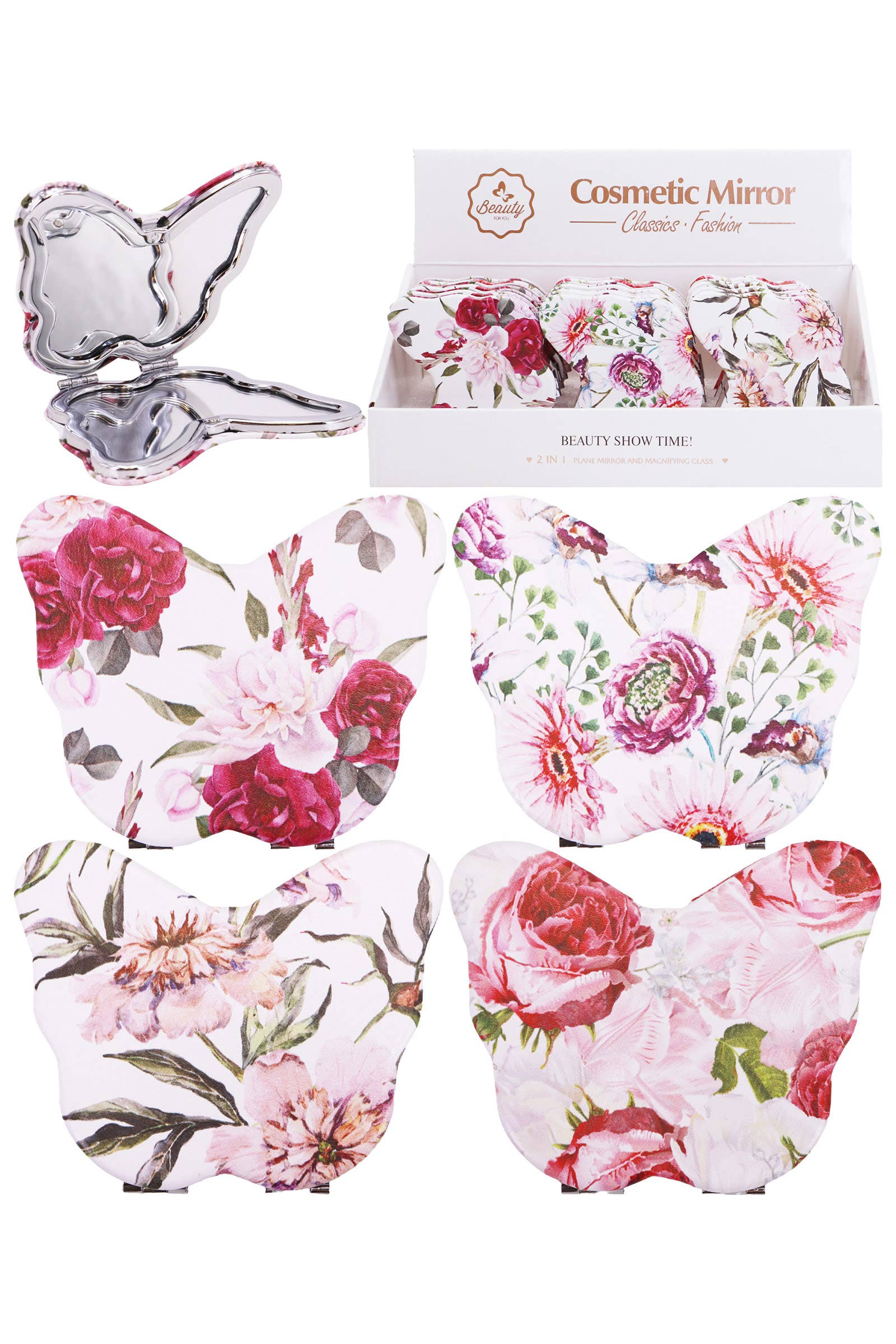 Garden Flower Butterfly Compact Mirror