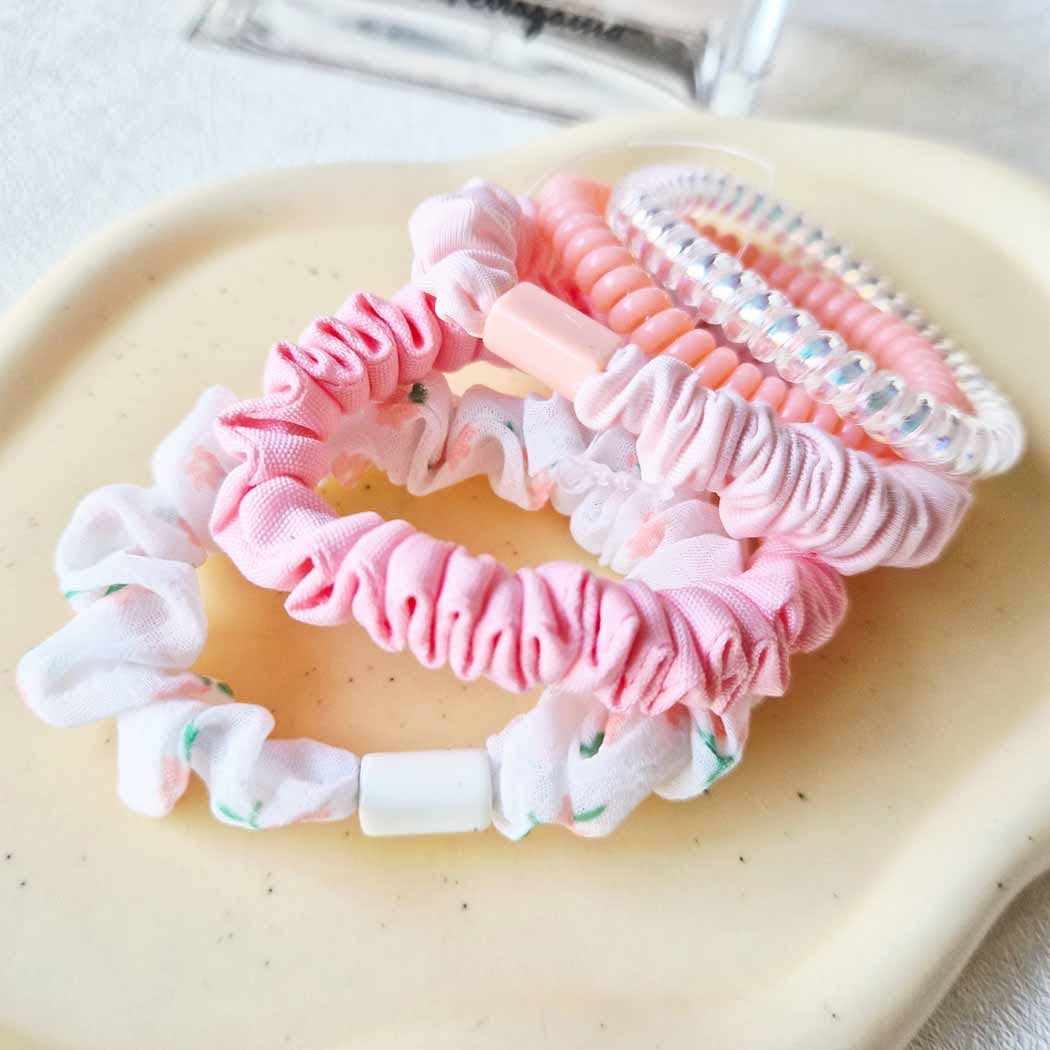 Pink Multi Design Hair Tie Set