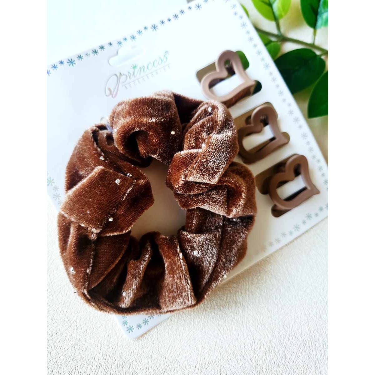 Heart Shape Hair Claw and Velvet Hair Tie Set