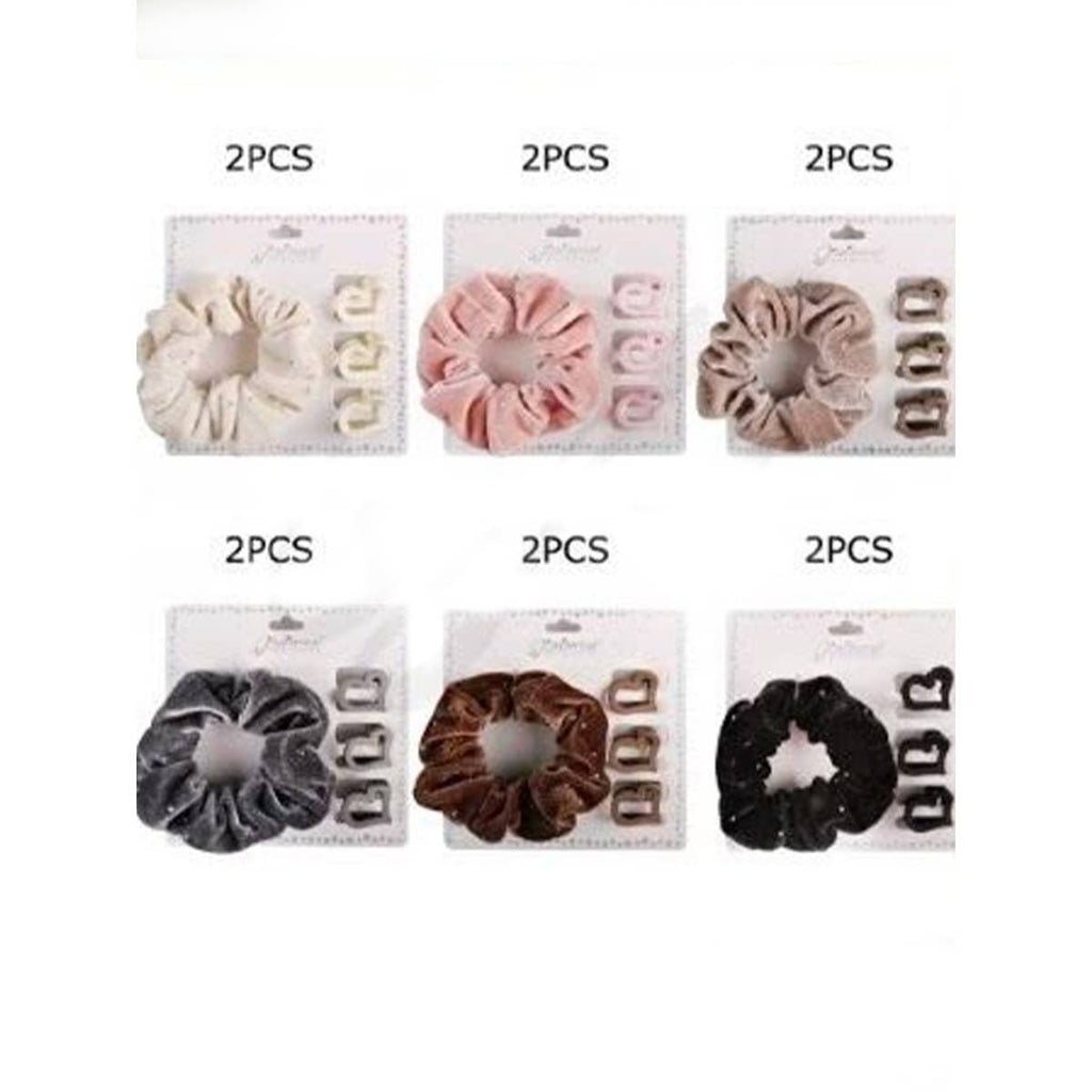 Heart Shape Hair Claw and Velvet Hair Tie Set