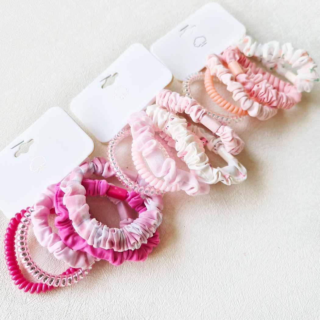 Pink Multi Design Hair Tie Set