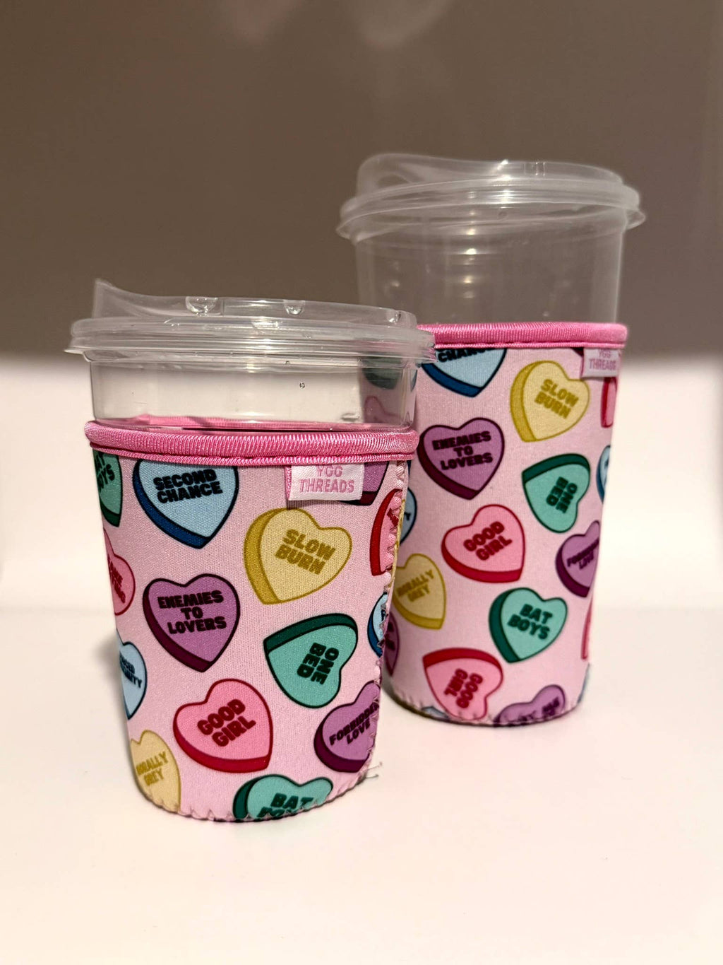 Candy Heart Book Tropes Iced Coffee Drink Sleeve - Small