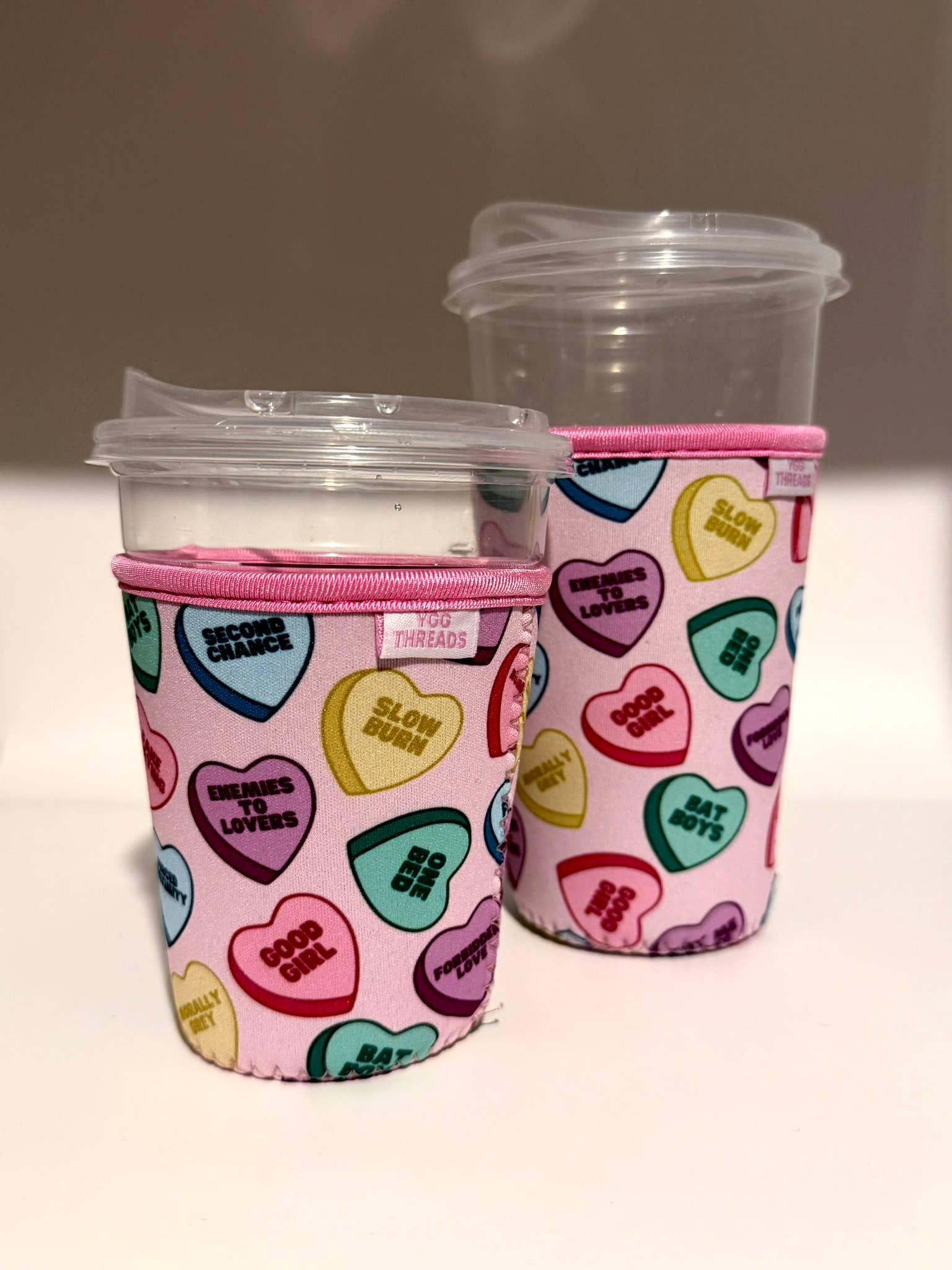 Candy Heart Book Tropes Iced Coffee Drink Sleeve - Small